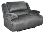 Clonmel Charcoal Microfiber Zero Wall Wide Seat Power Recliner