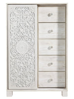 Paxberry Whitewash Wood Dressing Chest with Carved Pattern