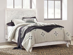 Paxberry Whitewash Wood Queen Panel Bed with Carved Pattern