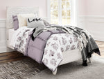 Paxberry Whitewash Wood Twin Panel Bed with Carved Pattern