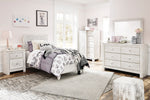 Paxberry Whitewash Wood Twin Panel Bed with Carved Pattern