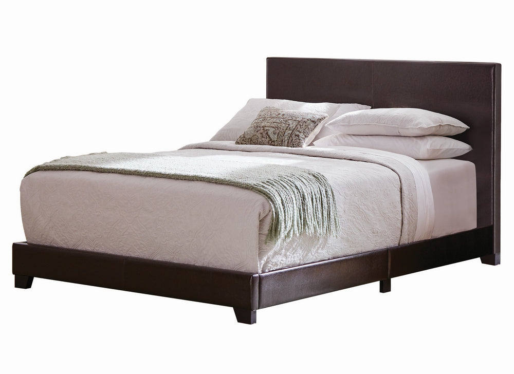 Dorian Brown Leatherette Upholstered King Panel Bed