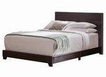 Dorian Brown Leatherette Upholstered King Panel Bed