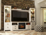 Willowton Whitewash Wood Entertainment Center with Infrared Fireplace Insert