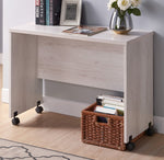 Simonetta White Oak Wood Desk with Wheels