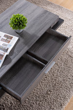 Soline Distressed Grey/Black Wood Coffee Table with Shelf