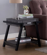 Soline Distressed Grey/Black Wood End Table with Shelf