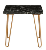 Telestis Black Marble/Gold Metal Square End Table