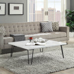 Telestis White Marble/Black Metal Square Coffee Table