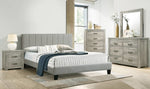 Terry Grey Polyfiber Fabric Tufted Queen Bed