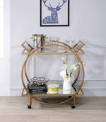 Traverse Clear Glass/Gold Metal Round Serving Cart