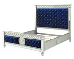 Varian Blue Velvet/Wood Cal King Bed (Oversized)