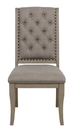 Vermillion 2 Neutral-Tone Fabric/Oak Wood Side Chairs