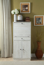 Wiesta Antique White Finish Wood Wine Cabinet with Drawer