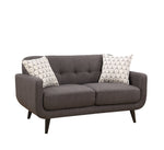 Crystal Charcoal Fabric Loveseat with 2 Accent Pillows