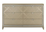 Bijou Champagne Metallic Wood 6-Drawer Dresser