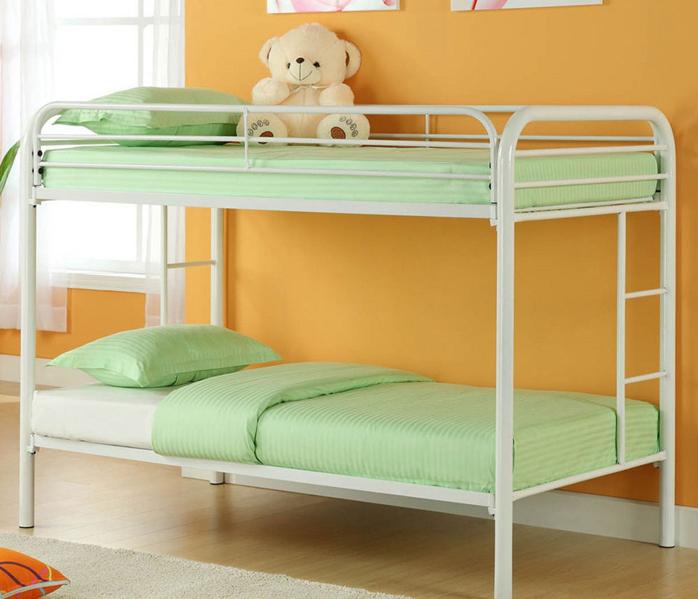 Stefania White Metal Twin over Twin Bunk Bed