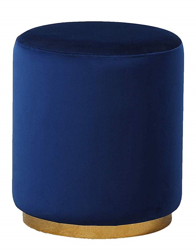 Evan Navy Velvet Stool with Gold Plated Base