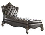 Versailles Silver PU Leather/Antique Platinum Wood Chaise