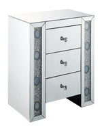 Sonia Mirrored 3-Drawer Nightstand with Faux Agate Inlay