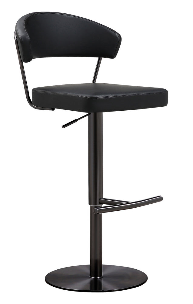 Cosmo Black Vegan Leather/Metal Adjustable Bar Stool