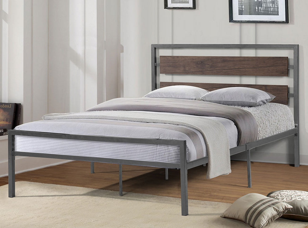 Riccarda Gray/Brown Metal Twin Bed