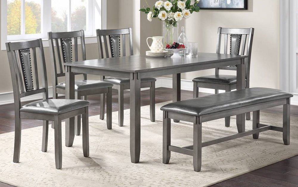 Sable 6-Pc Grey Wood/PU Leather Dining Set