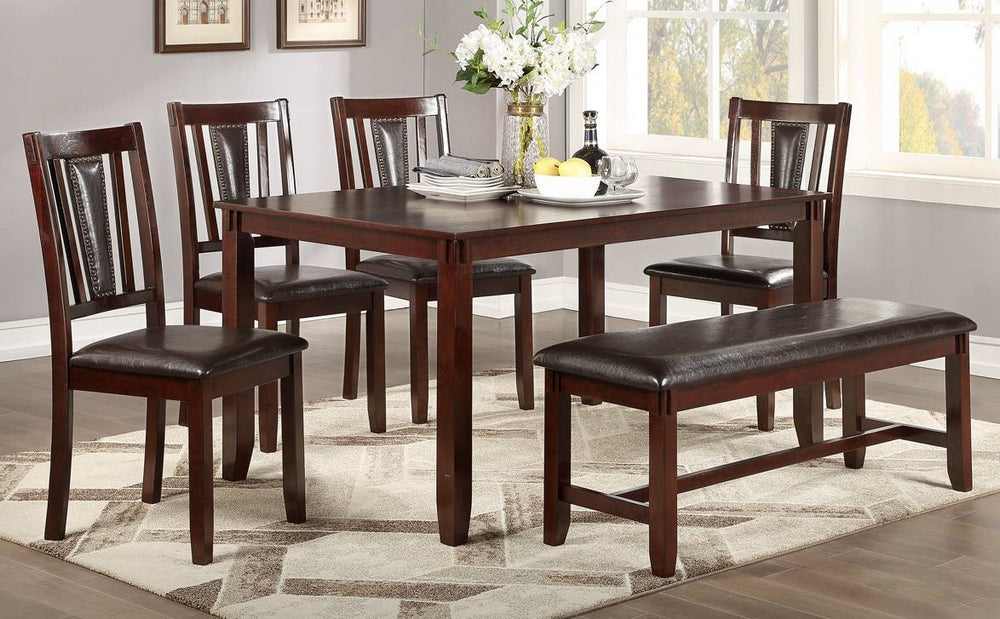 Sable 6-Pc Espresso Wood/PU Leather Dining Set