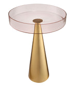 Alo Transparent Pink Glass/Gold Iron Large Side Table