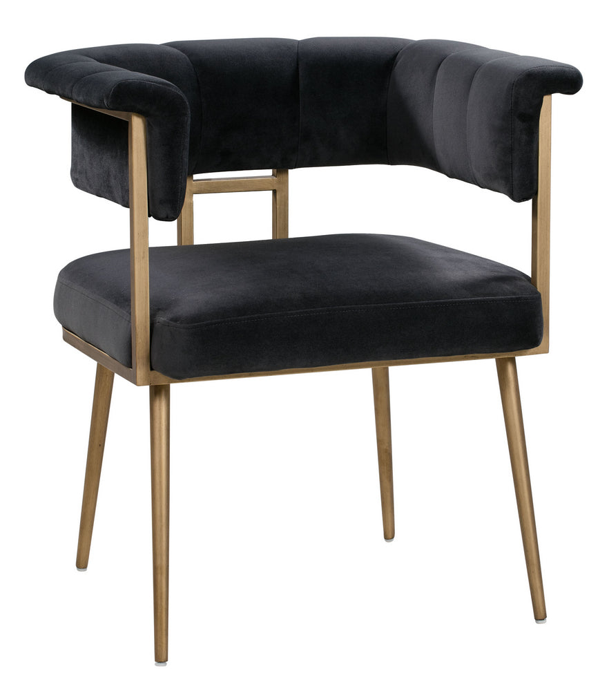 Astrid Grey Velvet/Antique Brass Iron Arm Chair