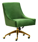 Beatrix Green Velvet/Metal Swivel Office Chair