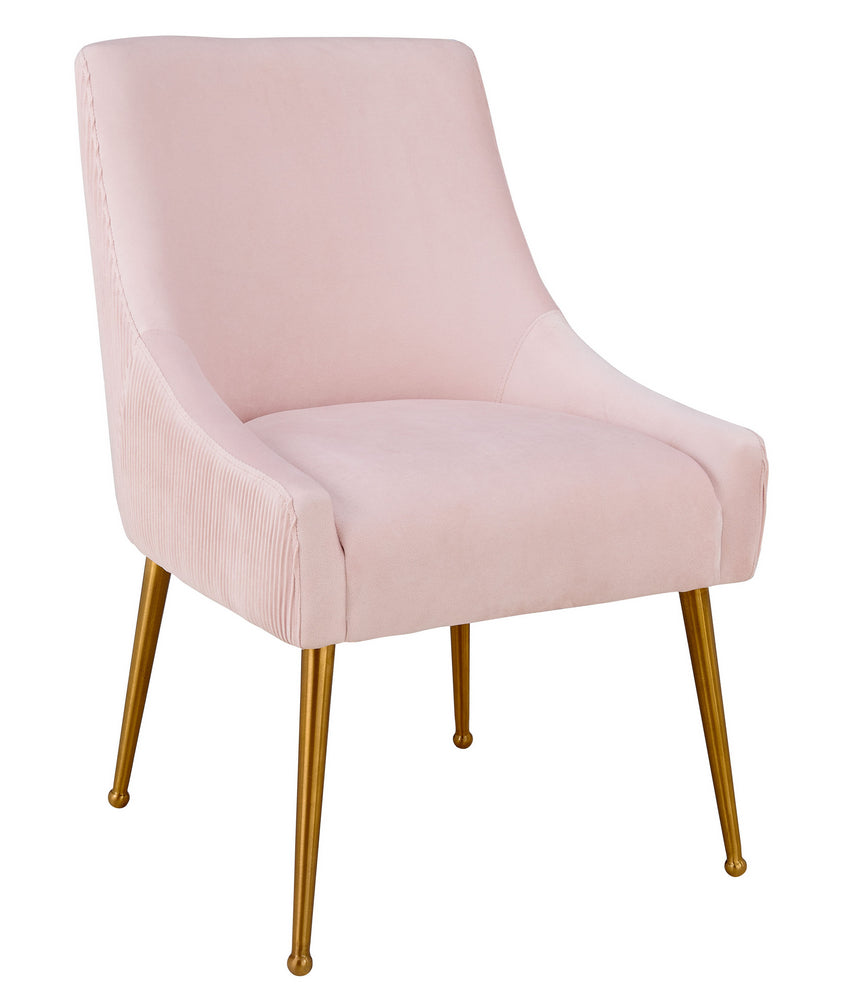 Beatrix Pleated Blush Velvet/Gold Metal Side Chair