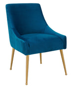 Beatrix Pleated Navy Velvet/Gold Metal Side Chair