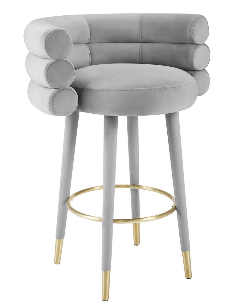 Betty Modern Grey Velvet Bar Stool