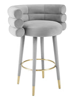 Betty Modern Grey Velvet Bar Stool