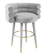 Betty Modern Grey Velvet Counter Height Stool