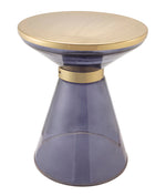 Coral Gold Iron/Transparent Blue Glass Side Table