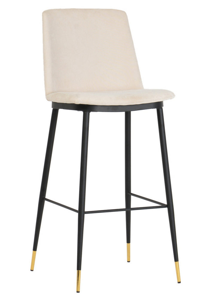 Evora 2 Cream Velvet/Metal Counter Height Stools