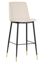 Evora 2 Cream Velvet/Metal Counter Height Stools