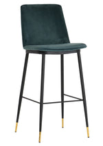 Evora 2 Green Velvet/Metal Counter Height Stools