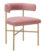 Kim Blush Performance Velvet/Gold Metal Arm Chair