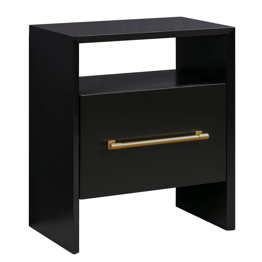 Libre Black Wood 1-Drawer Nightstand