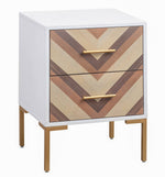 Quinn White Wood 2-Drawer Side Table