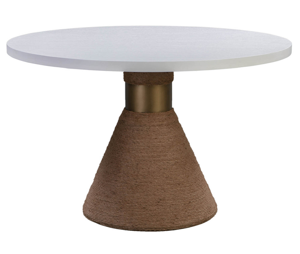 Rishi White Wood/Natural Rope Round Dining Table