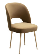 Swell Cognac Velvet/Gold Metal Side Chair