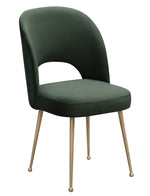 Swell Forest Green Velvet/Gold Metal Side Chair