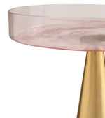 Alo Transparent Pink Glass/Gold Iron Large Side Table