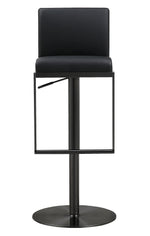 Amalfi Black Vegan Leather/Metal Adjustable Bar Stool