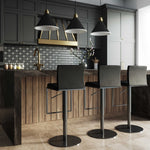 Amalfi Black Vegan Leather/Metal Adjustable Bar Stool