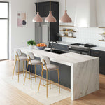 Ariana 2 Grey Linen/Gold Metal Counter Height Stools